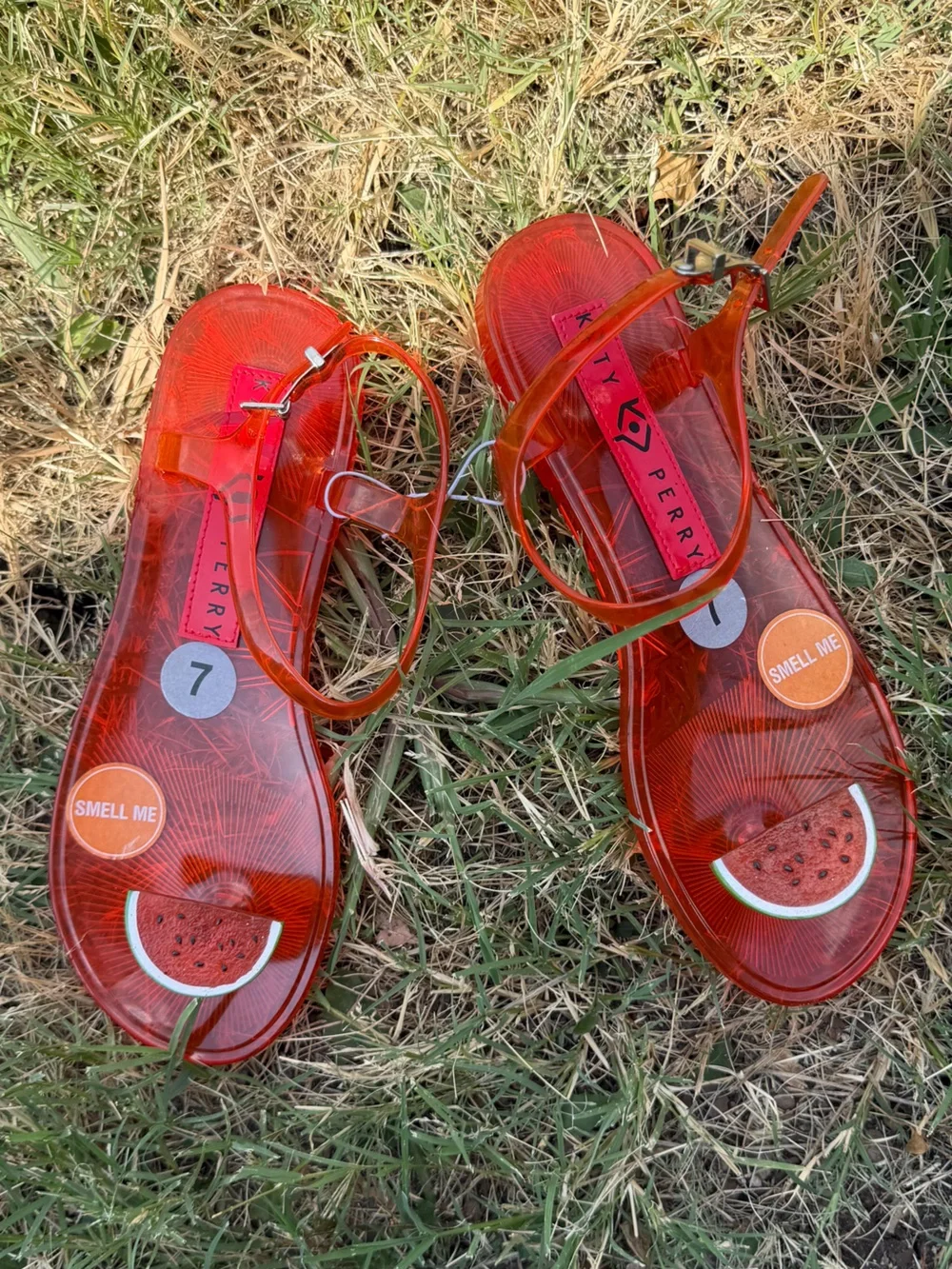 Katy Perry Jelly Watermelon Red Summer Sandals - Women NWT Sz-7. F - Picture 7 of 9
